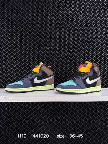Jordan Air Jordan 1 Retro High 555088-009 Black Blue Brown Silver Neon Green Yellow Pink EU 36-45 Sneaker - Unisex (BS-80238)
