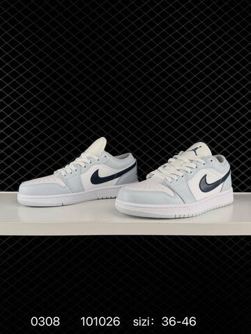 Jordan Air Jordan 1 Low White Light Grey Dark Navy EU 36-46 Sneaker - Unisex (BS-79687)