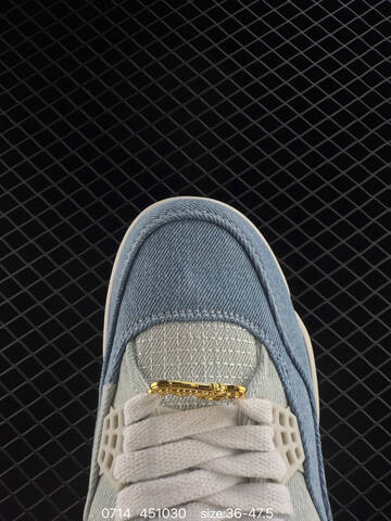 Jordan Air Jordan 4 Retro Denim Worn Blue Light Blue White Cream Gold EU 36-47 5 Basketball Shoe - Unisex (BS-81064)