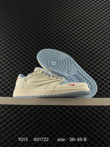 Jordan Air Jordan 1 Low Travis Scott Bearbrick Sail Light Blue Red Silver EU 36-45 Sneaker - Unisex (BS-80524)