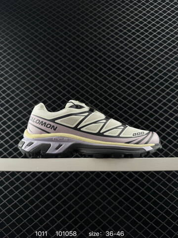 Salomon XT-6 Cream Lavender Black Yellow 36-46 Trail Shoe Trail Running Sneakers - Unisex (BS-85965)