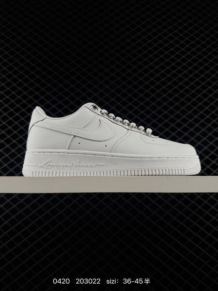 Nike Air Force 1 Triple White NOCTA x Chrome Hearts custom with metallic silver eyelets lace lock Love you forever embossed heel also all-black variant with rhinestone Swoosh and heel detailing EU 36-45 half sizes available lifestyle
