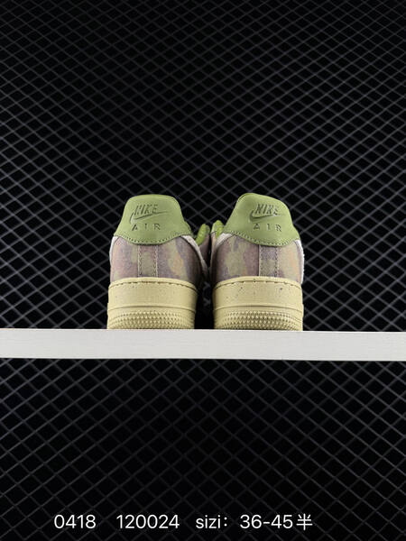 Nike Air Force 1 07 Camo Olive Green with Beige Swoosh EU 36-45 half sizes available lifestyle