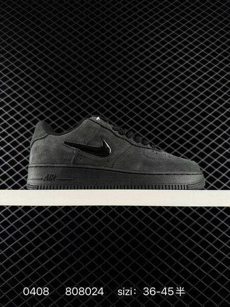 Nike Air Force 1 07 Triple Black Anthracite Suede with Glossy Black Swoosh EU 36-45 half sizes available lifestyle