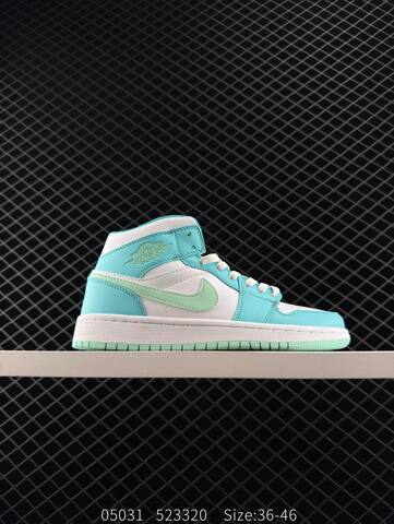 Jordan Air Jordan 1 Mid White Light Blue Mint Green EU 36-46 Basketball Shoe - Unisex (BS-81277)