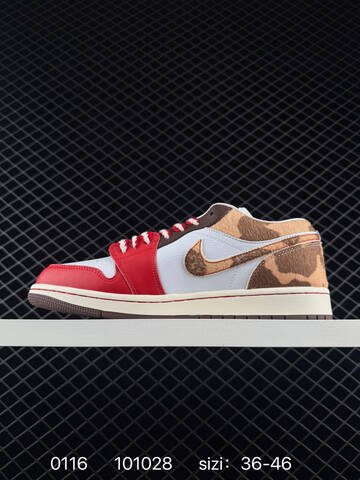 Jordan Air Jordan 1 Low Red White Brown Beige EU 36-46 Sneaker - Unisex (BS-79822)