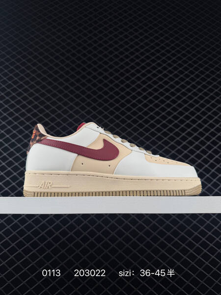 Nike Air Force 1 07 Low white beige burgundy EU 36-45 lifestyle
