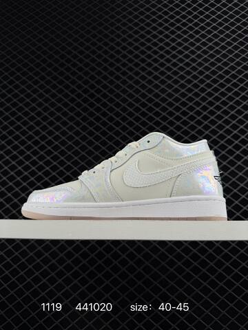 Jordan Air Jordan 1 Low CNY HF3144-100 White Light Grey Sail Iridescent EU 40-45 Sneaker - Men's (BS-80237)