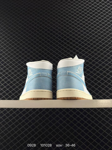 Jordan Air Jordan 1 Mid Denim HQ2005-100 White Light Blue Sail Gum Brown EU 36-46 Basketball Shoe - Unisex (BS-80610)