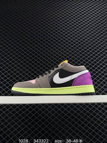 Jordan Air Jordan 1 Low HQ2010-012 Grey Pink Black Purple Neon Yellow White EU 36-46 Sneaker - Unisex (BS-80413)