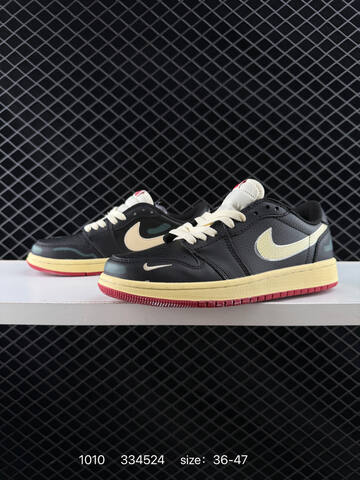 Jordan Air Jordan 1 Retro Low OG Black Pale Yellow Dark Green Red EU 36-47 Sneaker - Unisex (BS-80550)