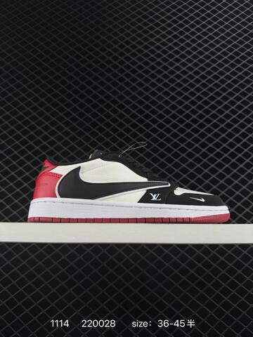 Jordan Air Jordan 1 Low OG SP Supreme Sail Black Light Brown Red EU 36-45 Skate Shoe - Unisex (BS-80277)