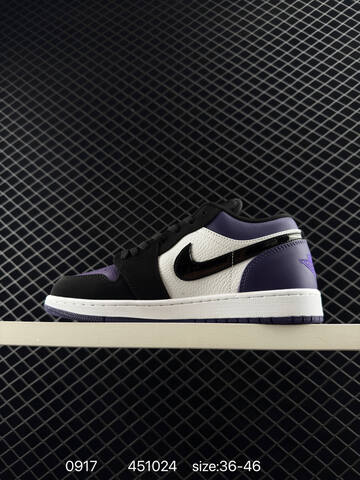 Jordan Air Jordan 1 Low 553558-125 Black White Purple EU 36-46 Basketball Shoe - Unisex (BS-80698)
