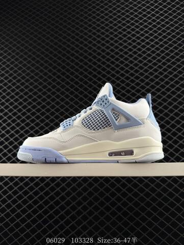 Jordan Air Jordan 4 Retro Aluminum White Light Blue Cream EU 36-47 Basketball Shoe - Unisex (BS-81128)
