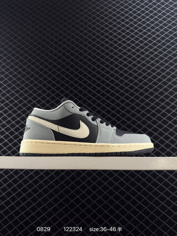 Jordan Air Jordan 1 Low Black Light Grey Pale Cream EU 36-46 Sneaker - Unisex (BS-80809)