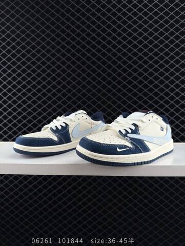 Jordan Air Jordan 1 Low Travis Scott Supreme DIY Sail Navy Blue Light Blue Red EU 36-45 Sneaker - Unisex (BS-81147)