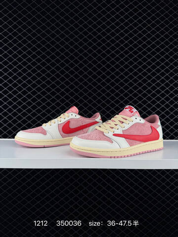 Jordan Air Jordan 1 Low Travis Scott White Pink Red Cream EU 36-47 5 Sneaker - Unisex (BS-80076)