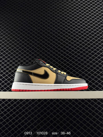 Jordan Air Jordan 1 Low HQ2016-200 Black Gold White Red EU 36-46 Basketball Shoe - Unisex (BS-80724)