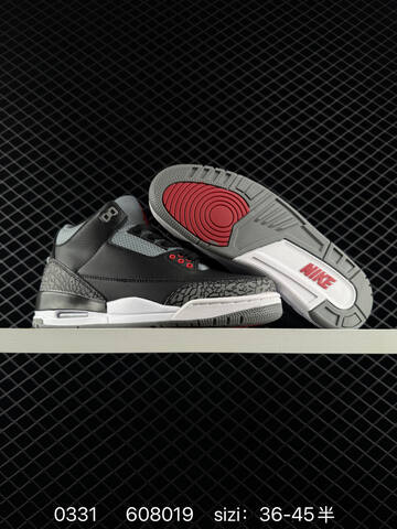Jordan Air Jordan 3 Retro Black Grey White Red EU 36-45 Basketball Shoe - Unisex (BS-79575)