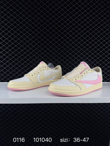 Jordan Travis Scott x Air Jordan 1 Low Cream White Pink EU 36-47 Sneaker - Unisex (BS-79823)