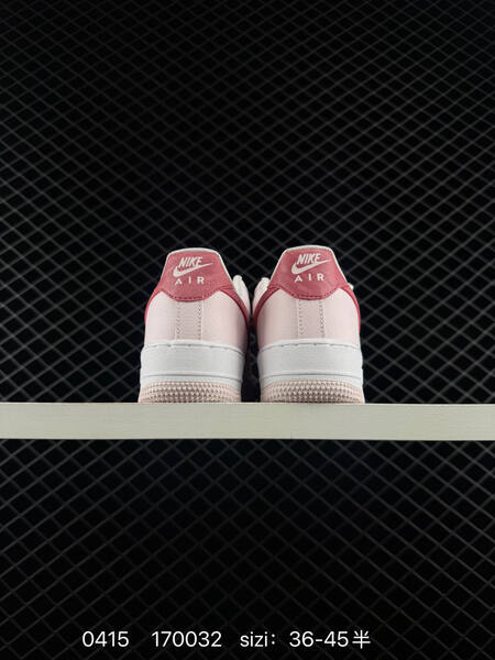 Nike Air Force 1 07 Light pink with berry pink Swoosh laces and heel accents white midsole EU 36-45 half sizes available lifestyle