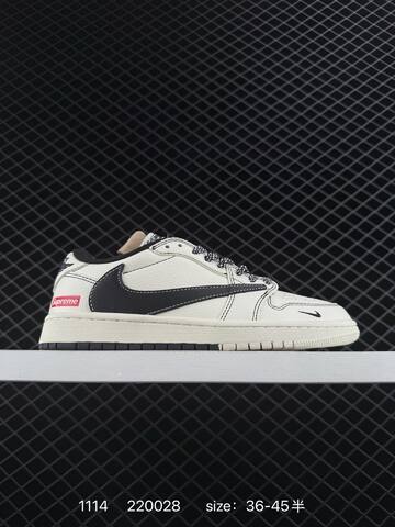 Jordan Air Jordan 1 Low OG SP Supreme Sail Black Light Brown Red EU 36-45 Skate Shoe - Unisex (BS-80277)