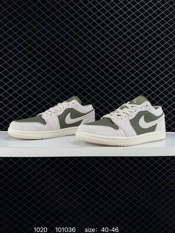 Jordan Air Jordan 1 Low OG HV4089-201 Light Grey Olive Green Sail EU 40-46 Sneaker - Men's (BS-80470)