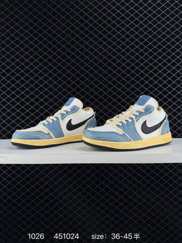 Jordan Air Jordan 1 Low OG FN7670-493 Blue White Black Yellow EU 36-45 Sneaker - Unisex (BS-80434)