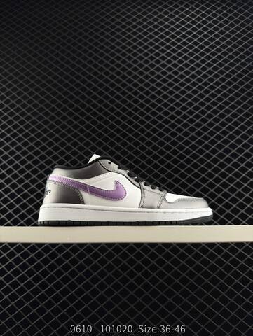 Jordan Air Jordan 1 Low White Metallic Purple Black EU 36-46 Sneaker - Unisex (BS-81231)