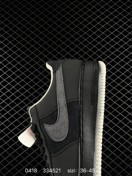 Nike Air Force 1 07 Black with dark grey Swoosh cream outsole and collar trim EU 36-45 lifestyle
