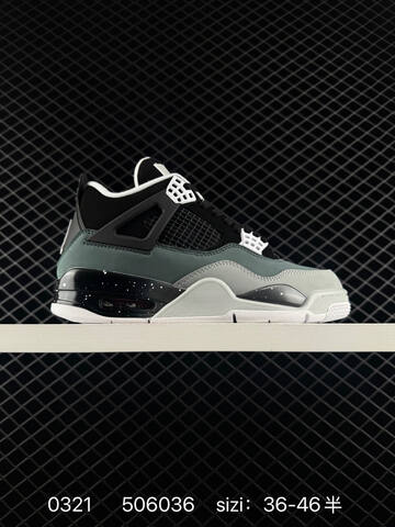 Jordan Air Jordan 4 Retro Black Grey Green White EU 36-46 Basketball Shoe - Unisex (BS-79636)