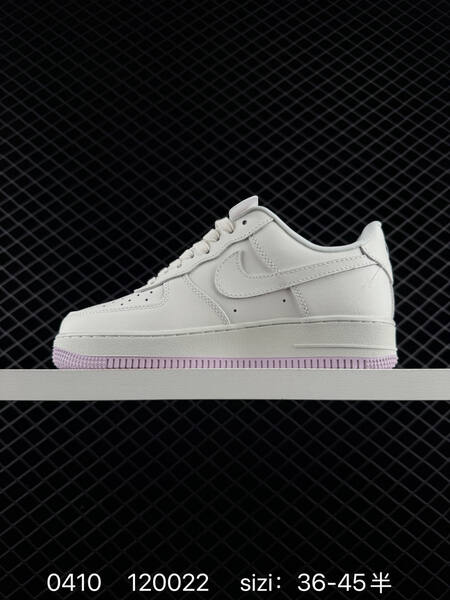 Nike Air Force 1 07 Low off-white with translucent purple Swoosh pastel pink blue accents light purple outsole EU 36-45 half sizes available lifestyle