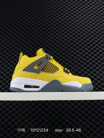Jordan Air Jordan 4 Retro White Grey Navy Yellow EU 35 5-48 Basketball Shoe - Unisex (BS-80256)