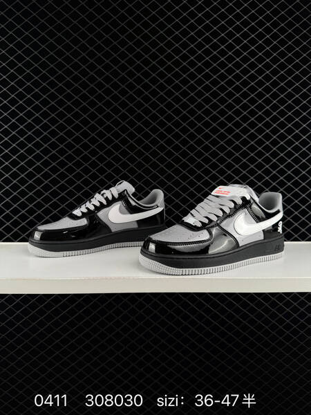 Nike Air Force 1 07 Black Grey White patent leather EU 36-47 5 lifestyle