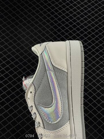 Jordan Air Jordan 1 Low Light Beige Grey Iridescent EU 36-45 Skate Shoe - Unisex (BS-81106)