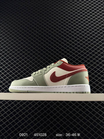 Jordan Air Jordan 1 Low Sail Light Green Red White EU 36-46 Sneaker - Unisex (BS-80662)
