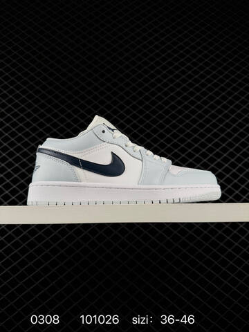 Jordan Air Jordan 1 Low White Light Grey Dark Navy EU 36-46 Sneaker - Unisex (BS-79687)