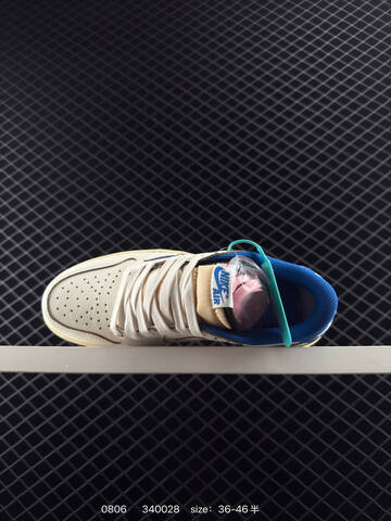 Jordan Air Jordan 1 Low OG Fragment Design x Travis Scott Sail Blue Cream White EU 36-46 Sneaker - Unisex (BS-80964)