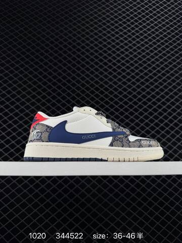 Jordan Air Jordan 1 Low Travis Scott DIY Custom Off White Grey EU 36-46 Sneaker - Unisex (BS-80474)