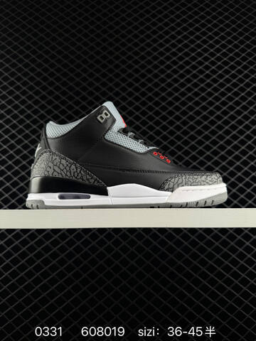 Jordan Air Jordan 3 Retro Black Grey White Red EU 36-45 Basketball Shoe - Unisex (BS-79575)