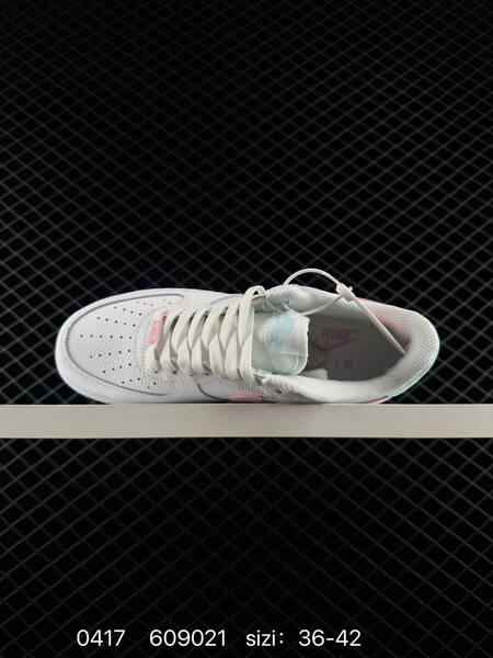 Nike Air Force 1 07 Low White with pink Swoosh light mint heel and outsole edge EU 36-42 lifestyle