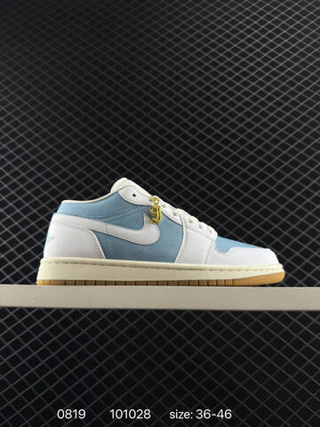 Jordan HQ2004-400 Air Jordan 1 Low White Light Blue Sail Gum EU 36-46 Sneaker - Unisex (BS-80876)