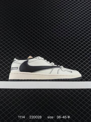 Jordan Air Jordan 1 Low OG SP Supreme Sail Black Light Brown Red EU 36-45 Skate Shoe - Unisex (BS-80277)