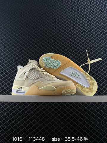 Jordan Air Jordan 4 Retro Off White Sail Sail Pale Vanilla Light Green Gum EU 35 5-46 Basketball Shoe - Unisex (BS-80509)