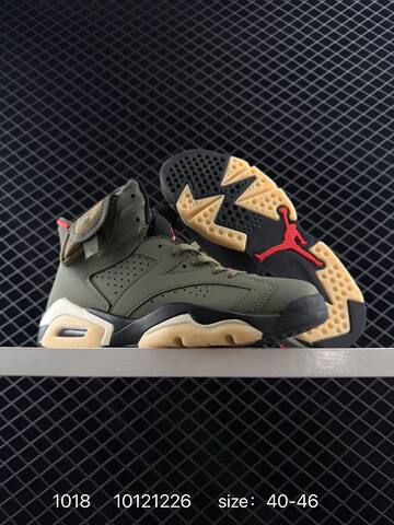 Jordan Air Jordan 6 Retro Olive Green Black Cream Red EU 40-46 Basketball Shoe - Men's (BS-80483)