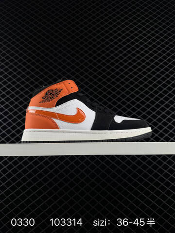 Jordan Air Jordan 1 Mid Black White Orange EU 36-45 Basketball Shoe - Unisex (BS-79581)