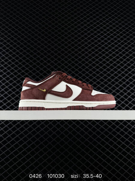 Nike Dunk Low Sail Burgundy white and brown suede with gold mini swoosh EU 35 5-40 lifestyle