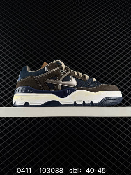 Nike Air Force 3 Low Dark brown suede navy denim metallic silver swoosh off-white aged midsole navy outsole EU 40-45 lifestyle