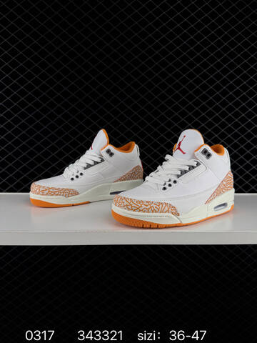 Jordan Air Jordan 3 Retro White Orange Sail Red Grey EU 36-47 Basketball Shoe - Unisex (BS-79650)