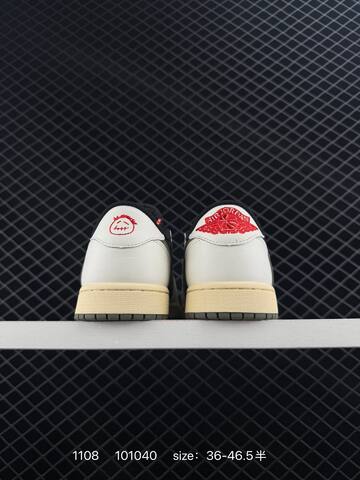 Jordan Travis Scott x Air Jordan 1 Low Black White Olive Cream Red EU 36-46 5 Sneaker - Unisex (BS-80324)